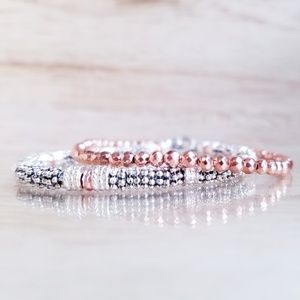 Rose gold and Silver Beaded Double Row Bracelet